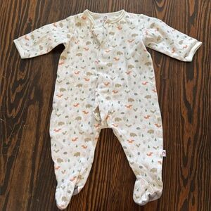 Magnetic Me woodlands print footed onesie, size 3-6m